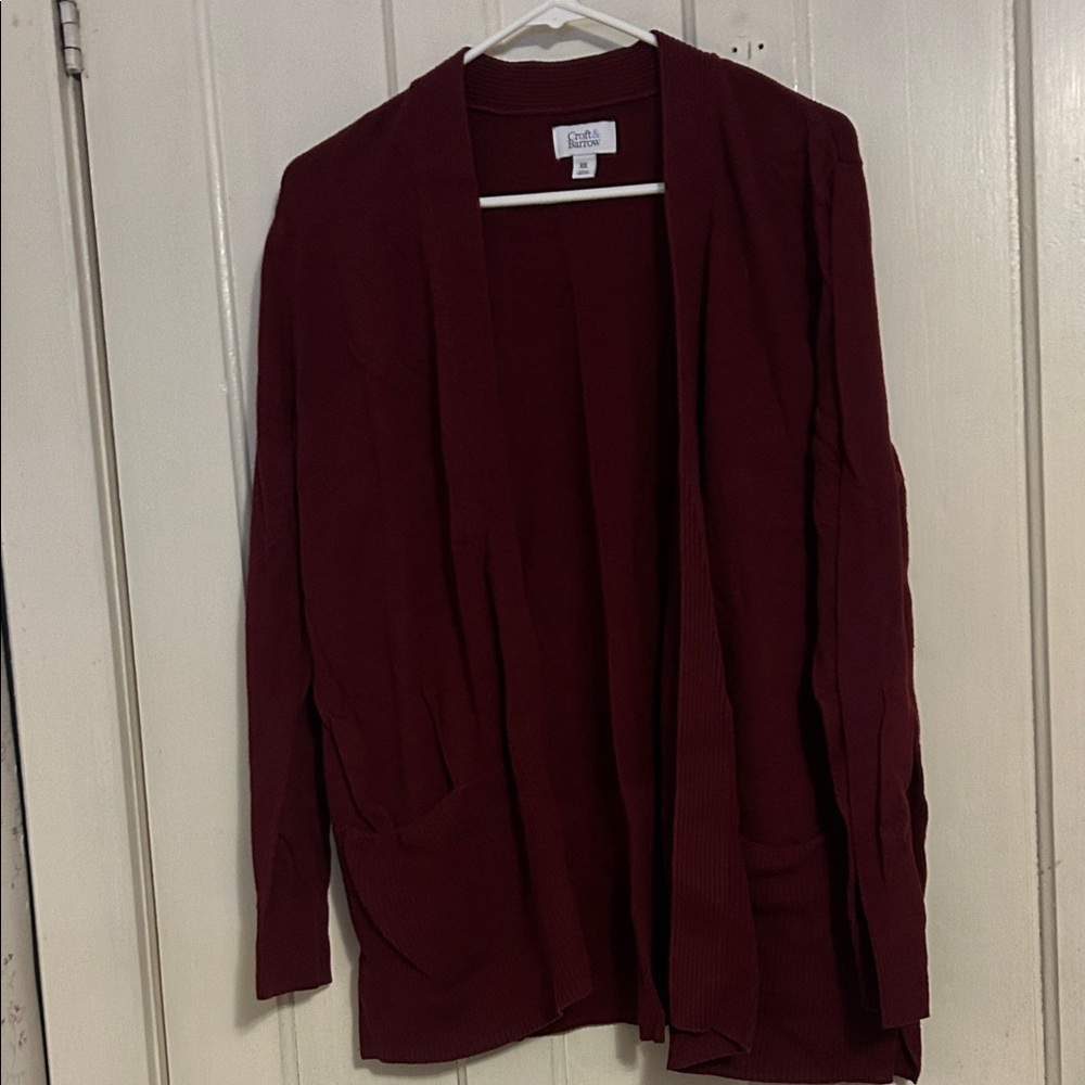 croft & barrow Burgundy Open-Front Knit Cardigan
